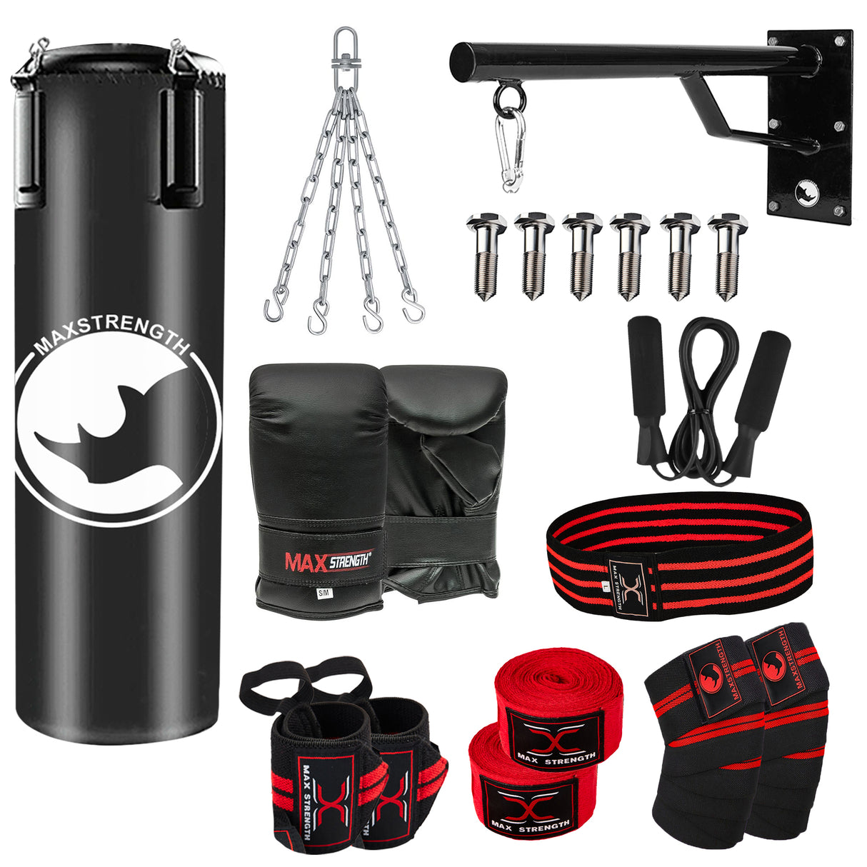 MAXSTRENGTH 3FT/4FT Boxing Punch Bag Set with Gloves, Chain & Bracket