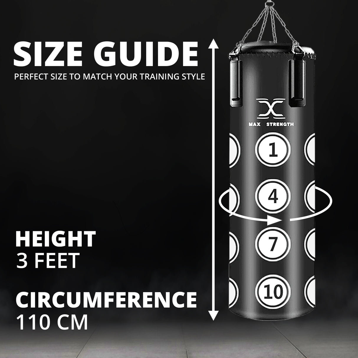 MAXSTRENGTH 2-Way Boxing Training Station | Frame, 4FT, 3FT Punch Bag & Speedball