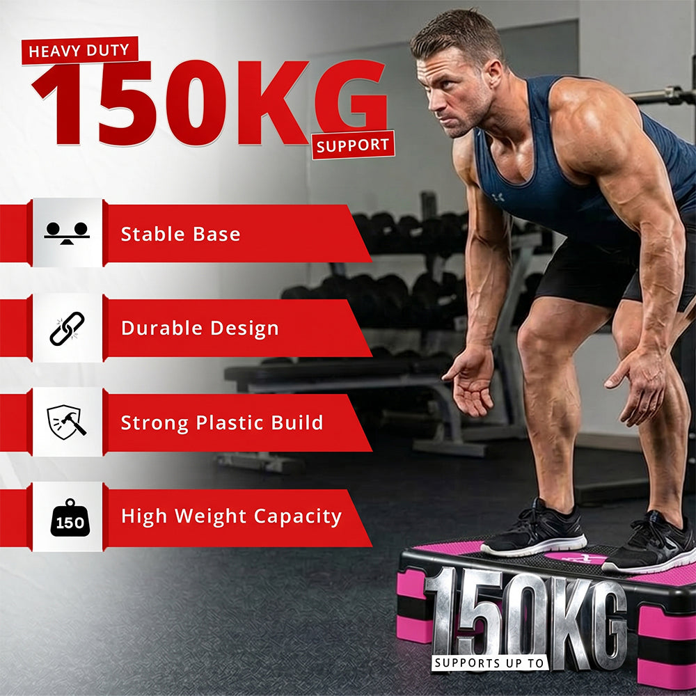 MAXSTRENGTH 3 Level Adjustable Aerobic Stepper | Cardio Fitness Step