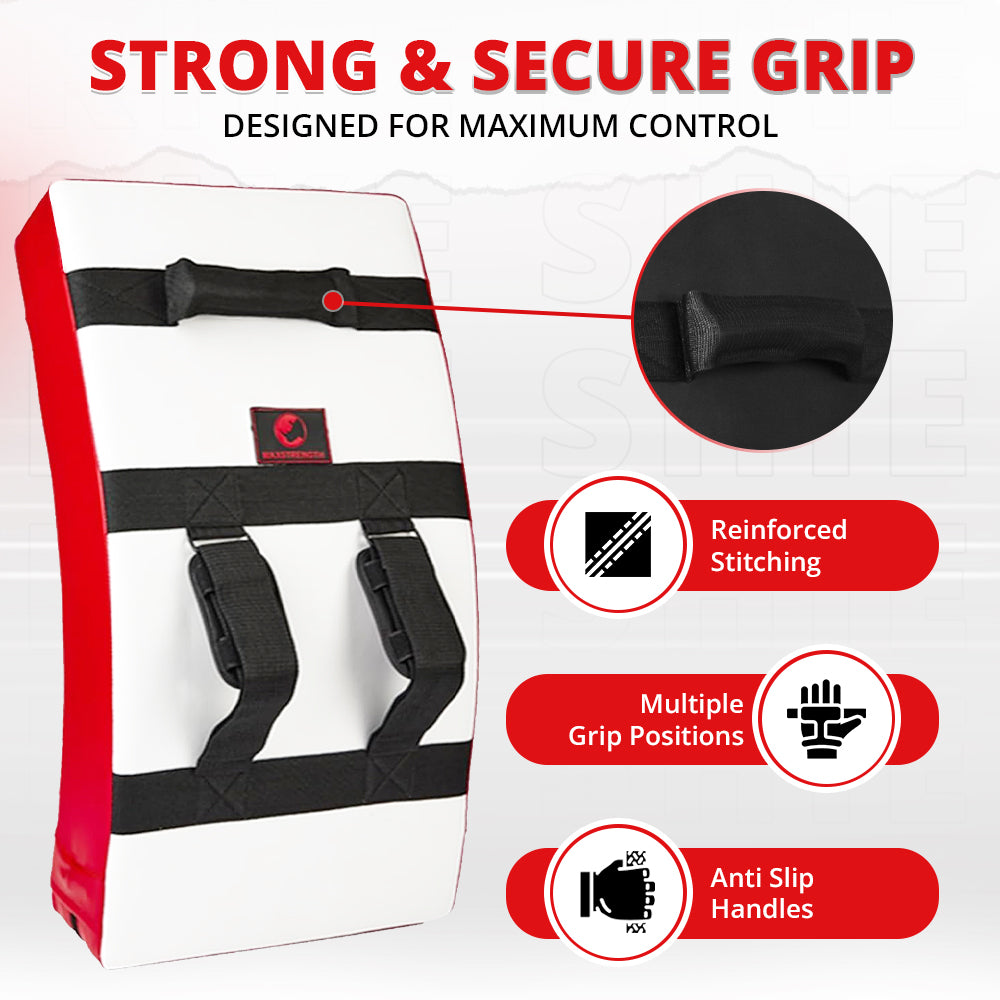 MAXSTRENGTH Large Curved Strike Shield MMA, Boxing, Kickboxing, Muay Thai Training Pad with Padded Handles