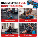 MAXSTRENGTH Adjustable Aerobic Stepper –5 Level Fitness Step (Blue/Black)