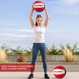 MAXSTRENGTH Leather Medicine Ball for Fitness Training | Weighted Exercise Ball for Core Strength, Balance & Conditioning | Durable Gym Medicine Ball 8kg 10kg 12kg 15kg Red/White