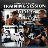 MAXSTRENGTH Boxing Gloves & Focus Pads Set – Curved Hook & Jab Mitts for Boxing, MMA, Muay Thai & Kickboxing Training