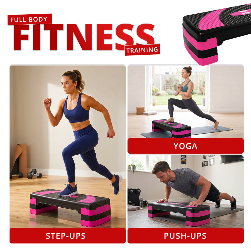 MAXSTRENGTH 3 Level Adjustable Aerobic Stepper | Cardio Fitness Step