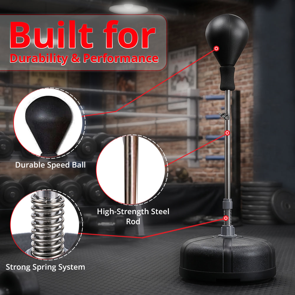MAXSTRENGTH Freestanding Boxing Speed Ball – Adjustable Training Set