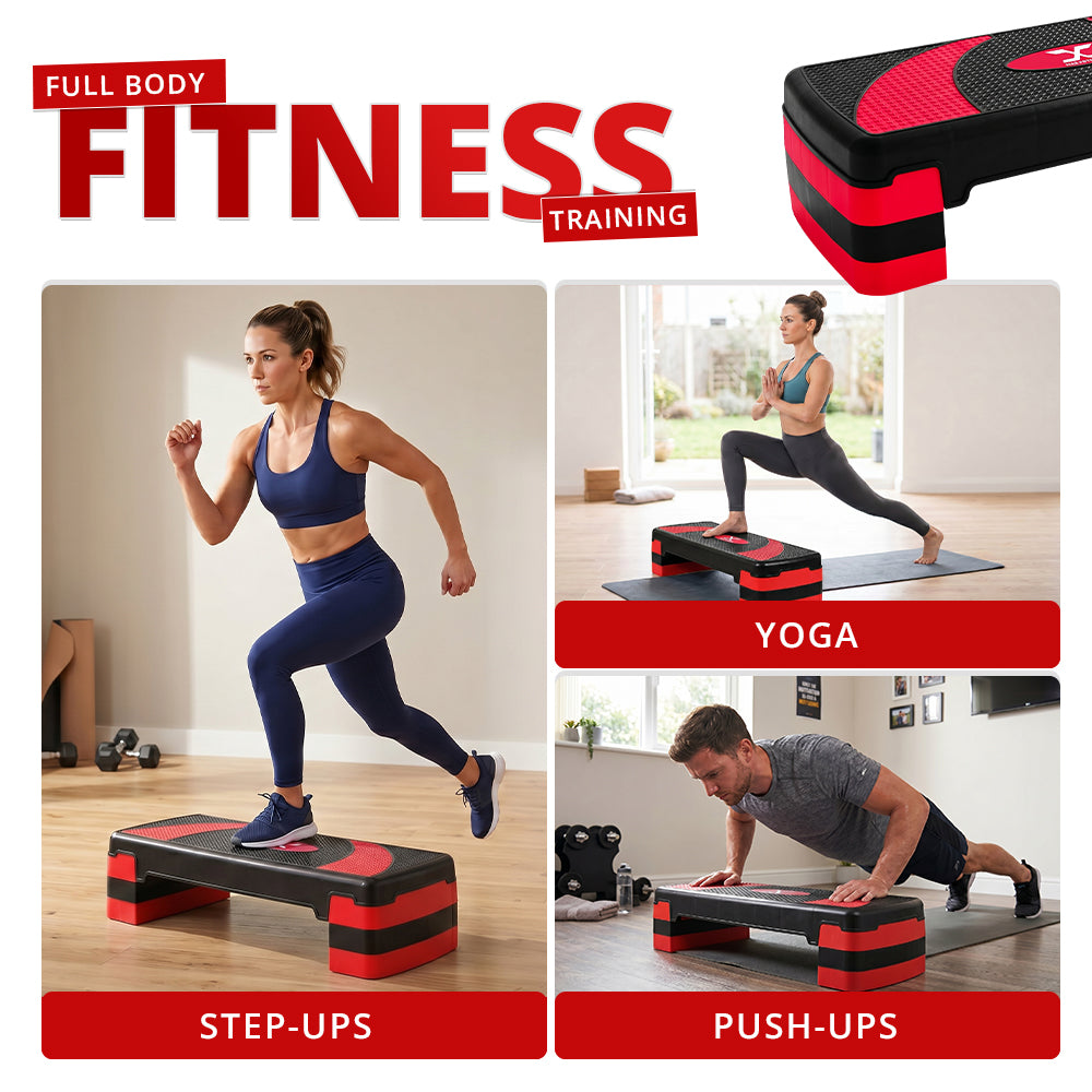MAXSTRENGTH 3 Level Adjustable Aerobic Stepper | Cardio Fitness Step