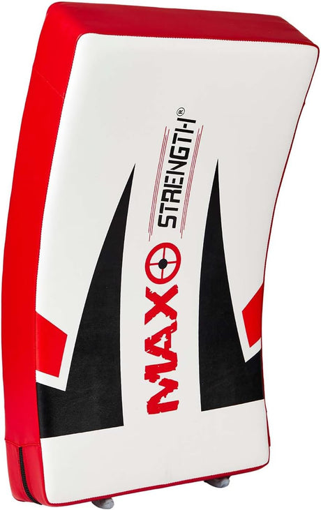 MAXSTRENGTH Boxing Kick Pad Strike Shield Curved Red/White