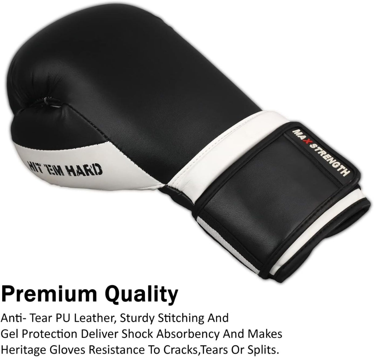 MAXSTRENGTH Boxing Gloves Sparring Gloves Black/White