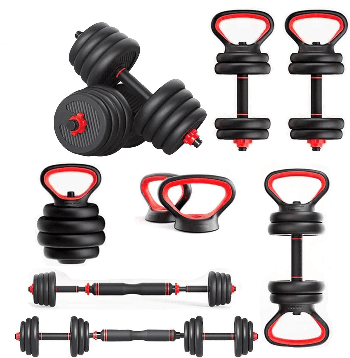 MAXSTRENGTH Adjustable Dumbbells Kettlebells Barbell Set