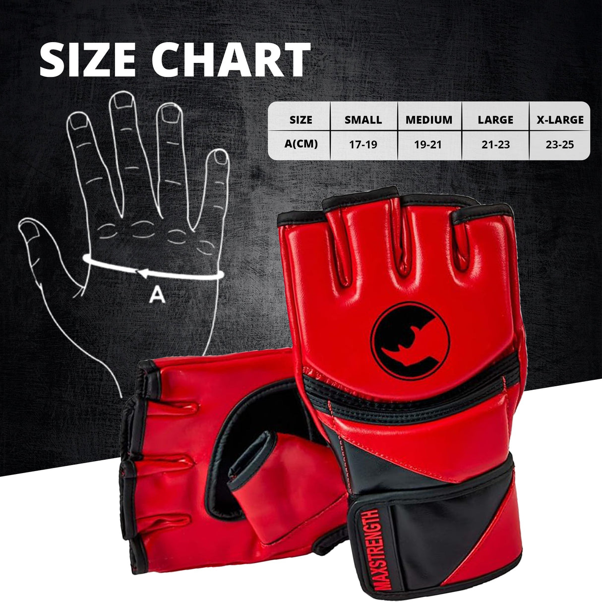 MAXSTRENGTH MMA Fighting Gloves Grappling Rhino Red