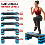 MAXSTRENGTH Adjustable Aerobic Stepper –5 Level Fitness Step (Blue/Black)