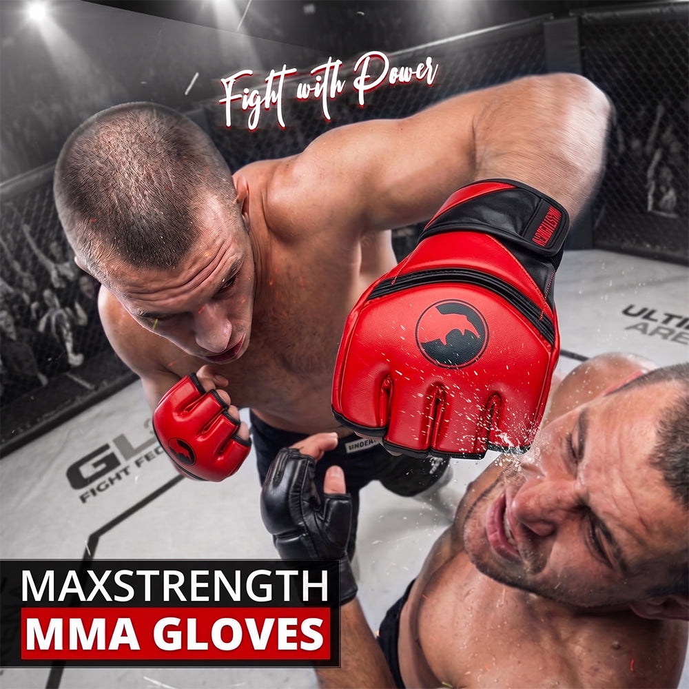 MAXSTRENGTH MMA Fighting Gloves Grappling Rhino Red gloves