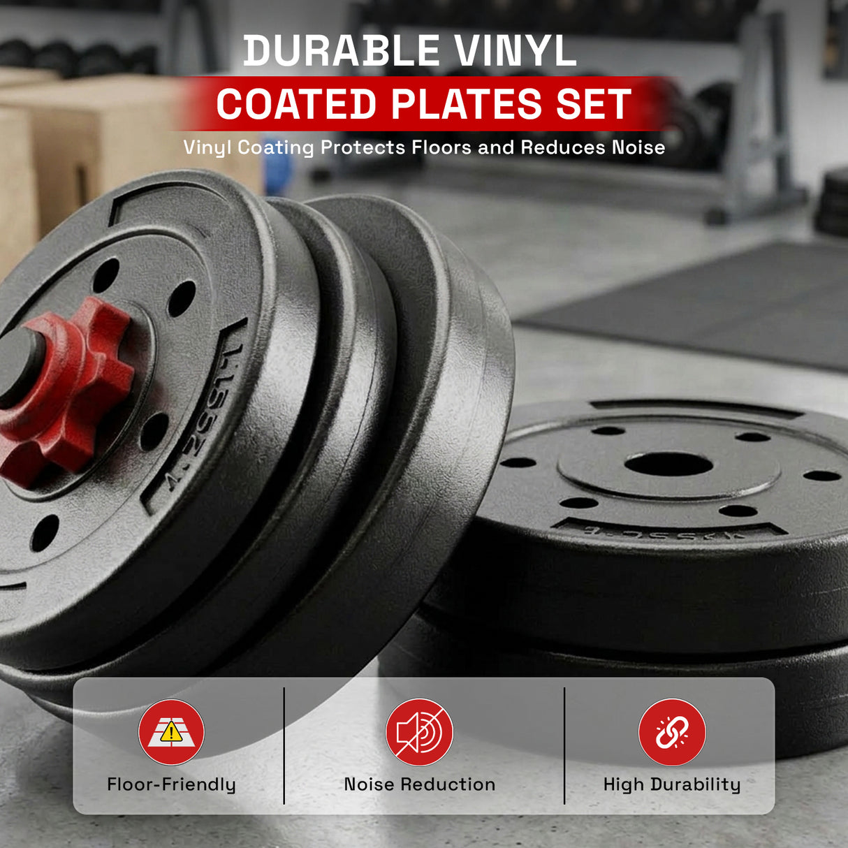 MAXSTRENGTH Adjustable Vinyl Weight Set Dumbbells Barbell Joiner (10–30kg)