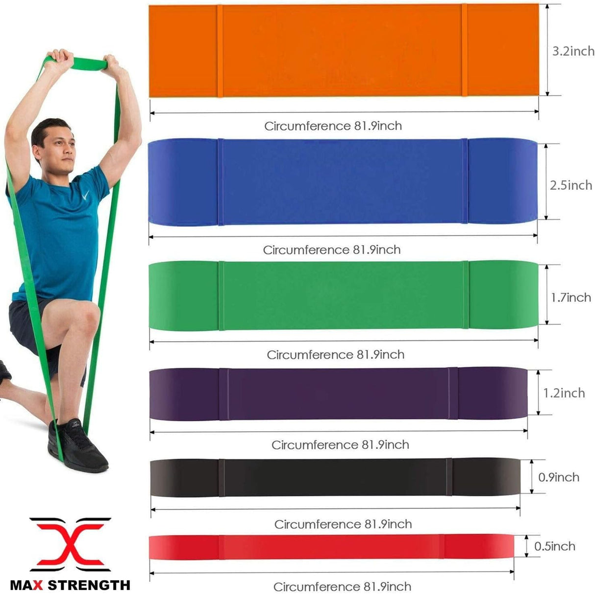 MAXSTRENGTH 5 in 1 Heavy Duty Resistance Bands Pull Up Exercise