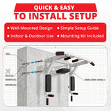 MAXSTRENGTH Wall Mounted Pull Up Bar & Dip Station White