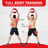 MAXSTRENGTH Leather Medicine Ball for Fitness Training | Weighted Exercise Ball for Core Strength, Balance & Conditioning | Durable Gym Medicine Ball 8kg 10kg 12kg 15kg Red/White