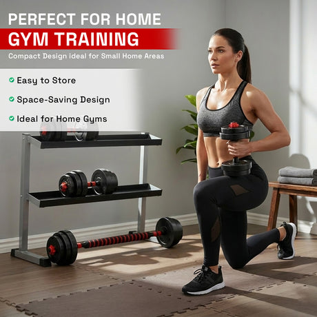 MAXSTRENGTH Adjustable Vinyl Weight Set Dumbbells Barbell Joiner (10–30kg)