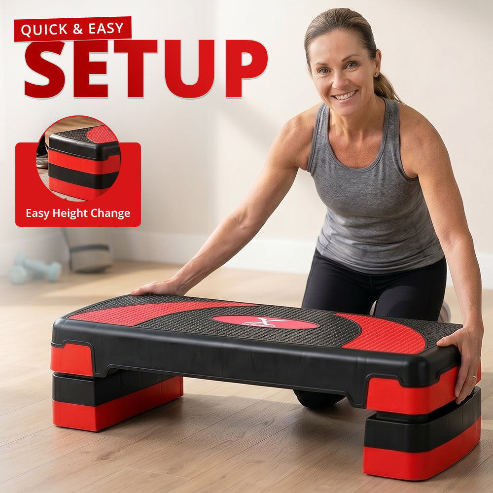 MAXSTRENGTH 3 Level Adjustable Aerobic Stepper | Cardio Fitness Step