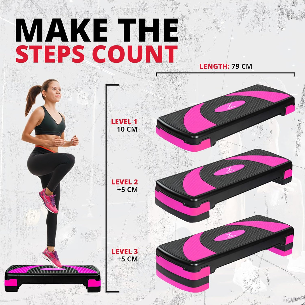 MAXSTRENGTH Aerobic Stepper Step Cardio Exercise 3 Level