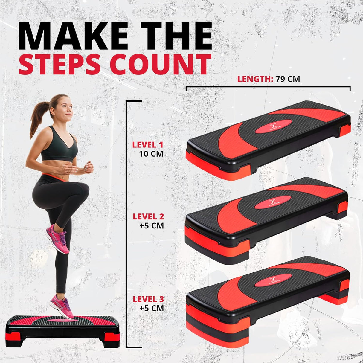 MAXSTRENGTH Aerobic Stepper Step Cardio Exercise 3 Level