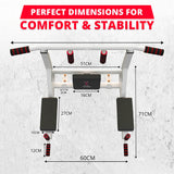 MAXSTRENGTH Wall Mounted Pull Up Bar & Dip Station White