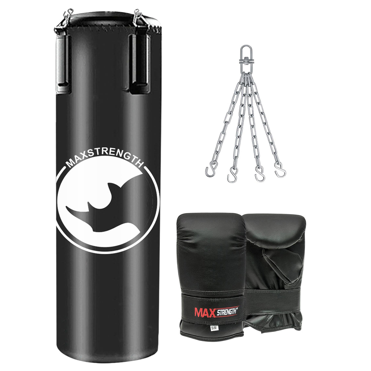 MAXSTRENGTH 3FT/4FT Boxing Punch Bag Set with Gloves, Chain & Bracket