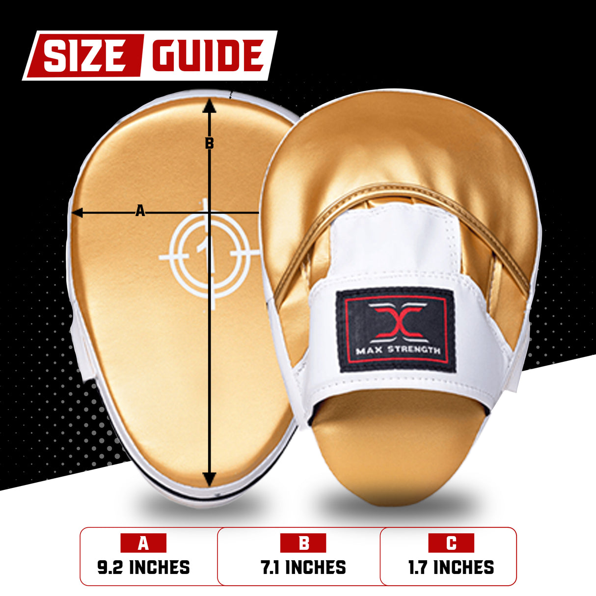 MAXSTRENGTH Boxing Gloves & Focus Pads with 4.5m Hand Wraps | Punch Mitt Set for Muay Thai, MMA, Kickboxing, Sparring Training (Golden series)