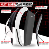 MAXSTRENGTH Boxing Gloves & Focus Pads with 4.5m Hand Wraps | Punch Mitt Set for Muay Thai, MMA, Kickboxing, Sparring Training (Black white series)