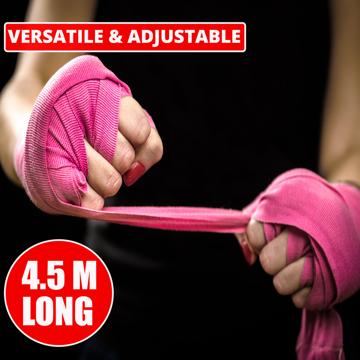 MAXSTRENGTH Boxing Gloves & Focus Pads with 4.5m Hand Wraps | Punch Mitt Set for Muay Thai, MMA, Kickboxing, Sparring Training (Pink white series)