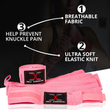 MAXSTRENGTH Boxing Gloves & Focus Pads with 4.5m Hand Wraps | Punch Mitt Set for Muay Thai, MMA, Kickboxing, Sparring Training (Pink white series)