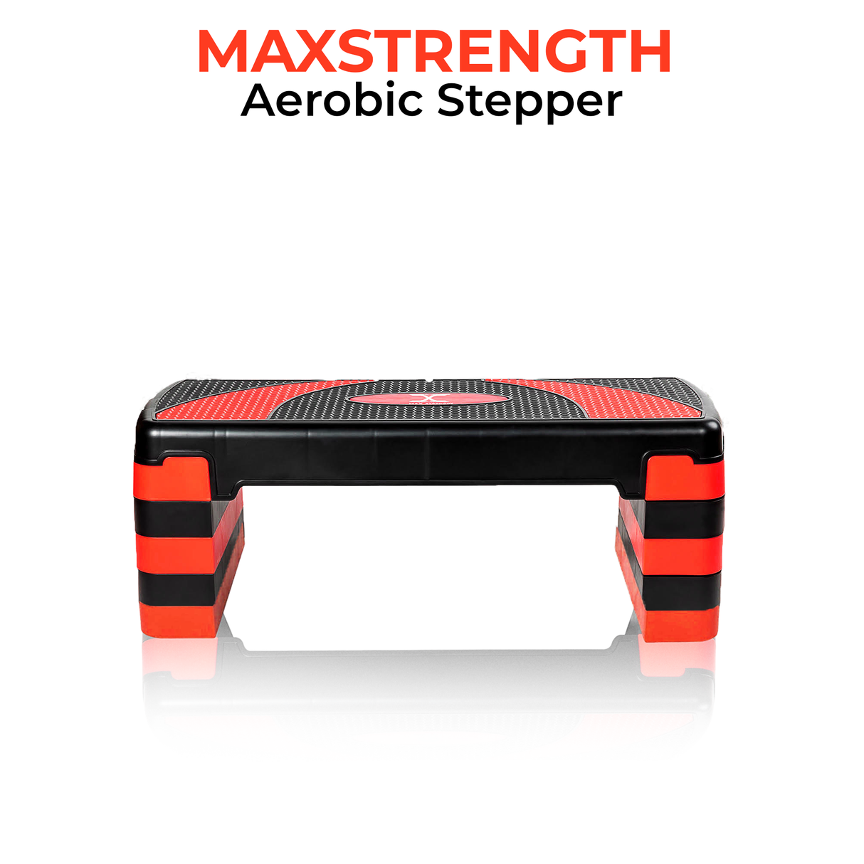 MAXSTRENGTH Adjustable Aerobic Stepper Fitness 5 Level (Red/Black)