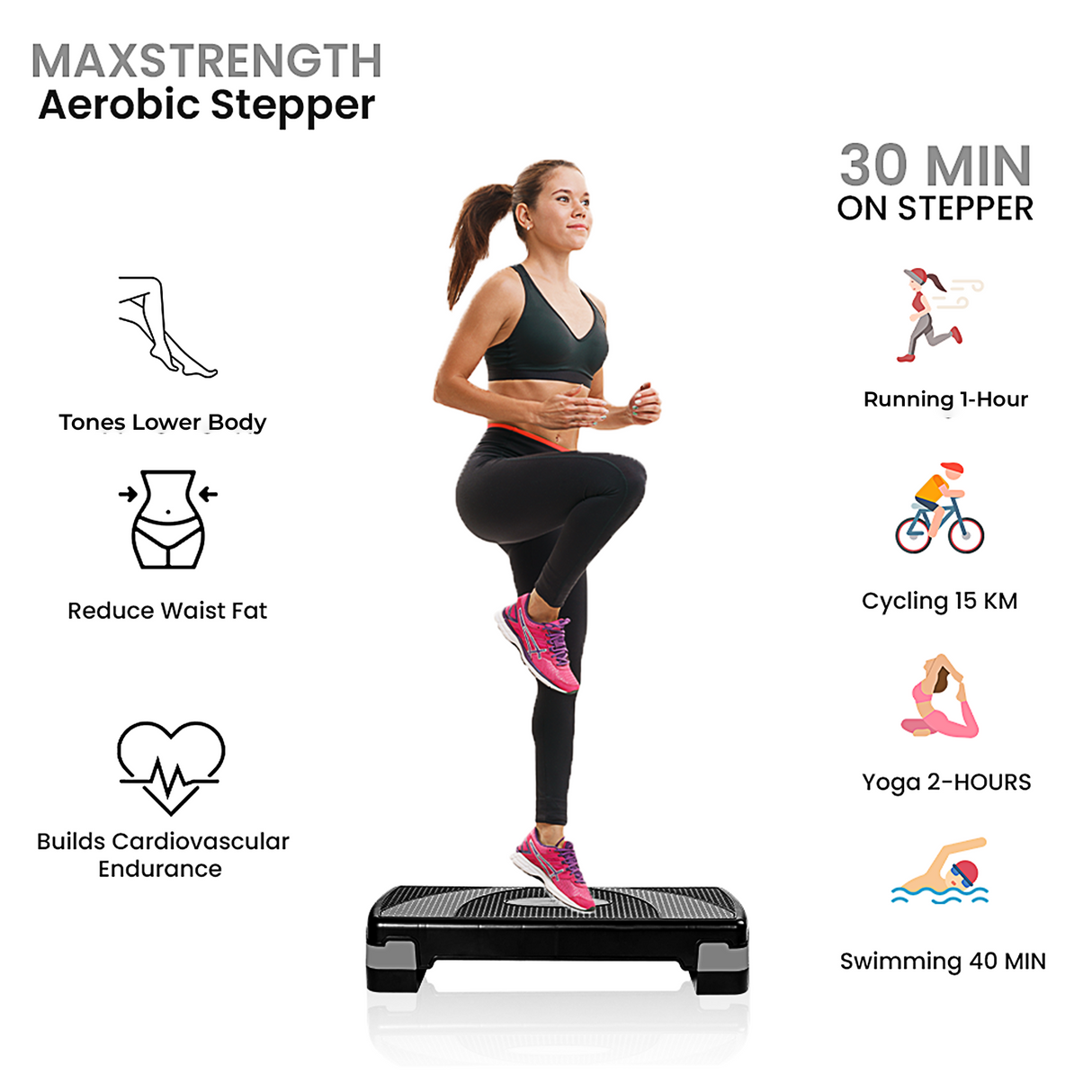 MAXSTRENGTH Aerobic Stepper Fitness Exercise Equipment