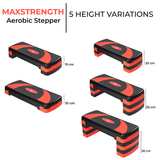 MAXSTRENGTH Adjustable Aerobic Stepper Fitness 5 Level Red