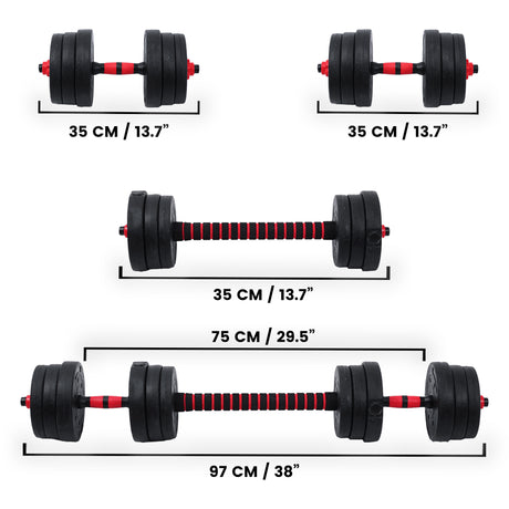 MAXSTRENGTH Vinyl Dumbbells and Barbell Bar Set 10kg to 30kg