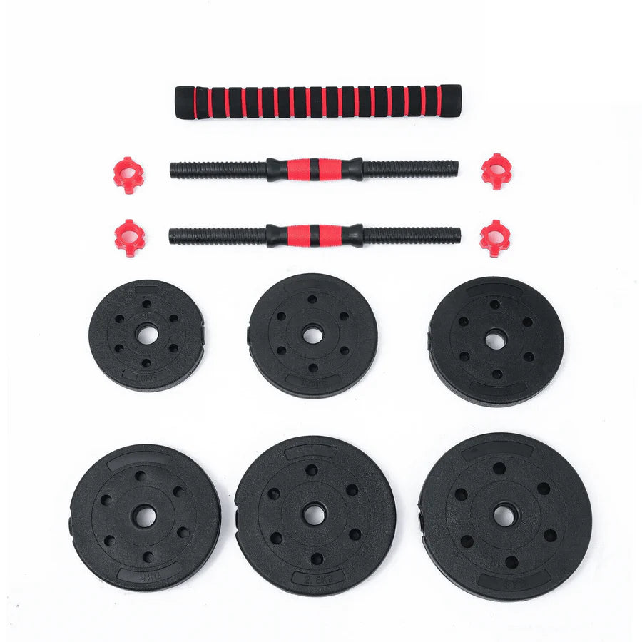 MAXSTRENGTH Vinyl Dumbbells and Barbell Bar Set 10kg to 30kg