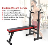 MAXSTRENGTH Adjustable Weight Bench Dip Station Barbell Rack