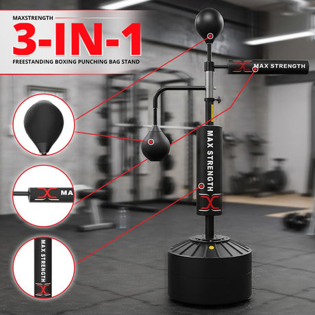 MAXSTRENGTH Free Standing Speed Ball Reflex Bar Spinning 360°