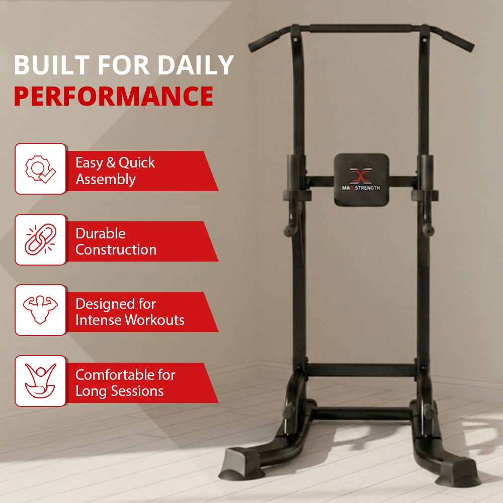 MAXSTRENGTH Pull Up Tower Dip Station | Multi-Functional Home Gym Power Tower