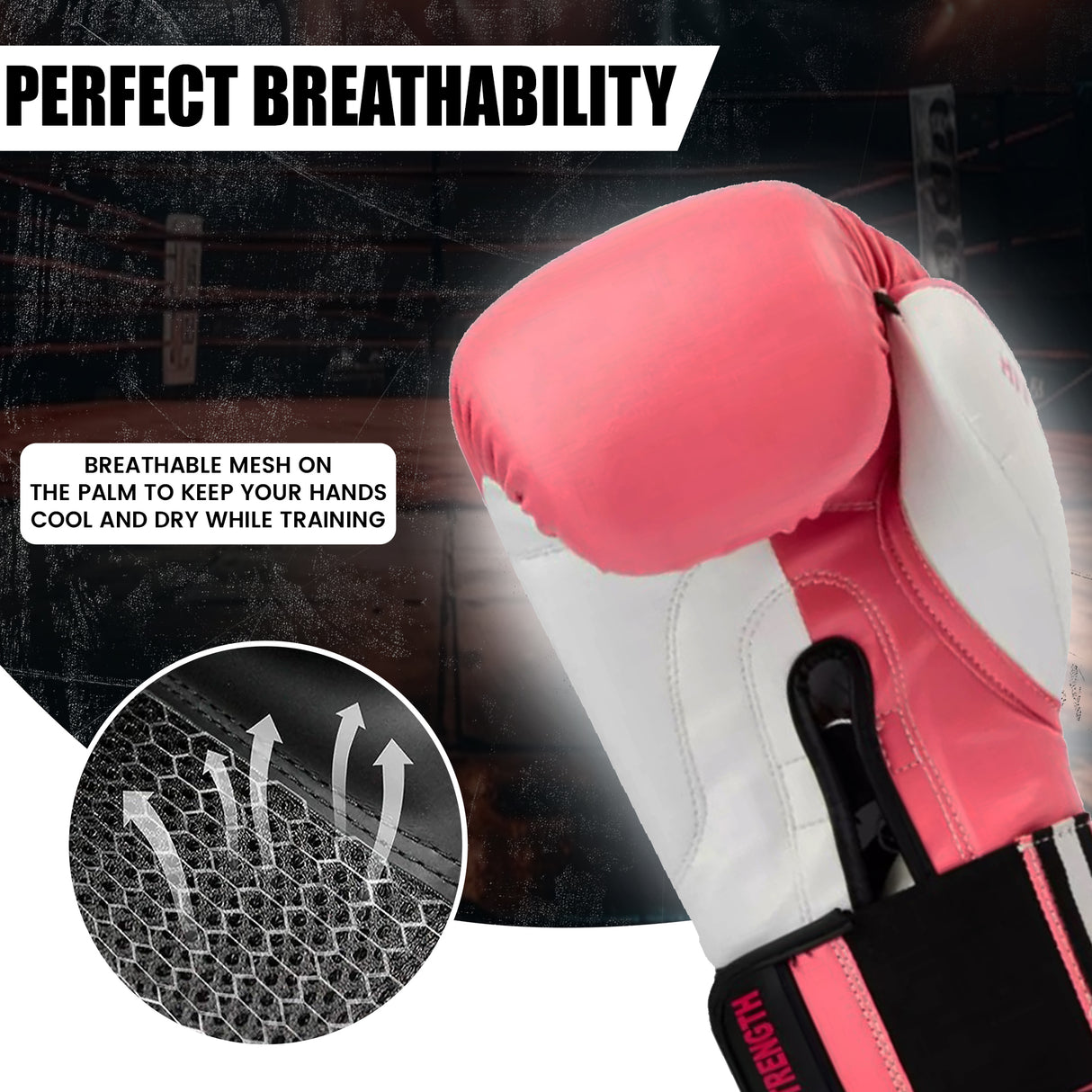 MAXSTRENGTH Boxing Gloves & Focus Pads with 4.5m Hand Wraps | Punch Mitt Set for Muay Thai, MMA, Kickboxing, Sparring Training (Pink white series)