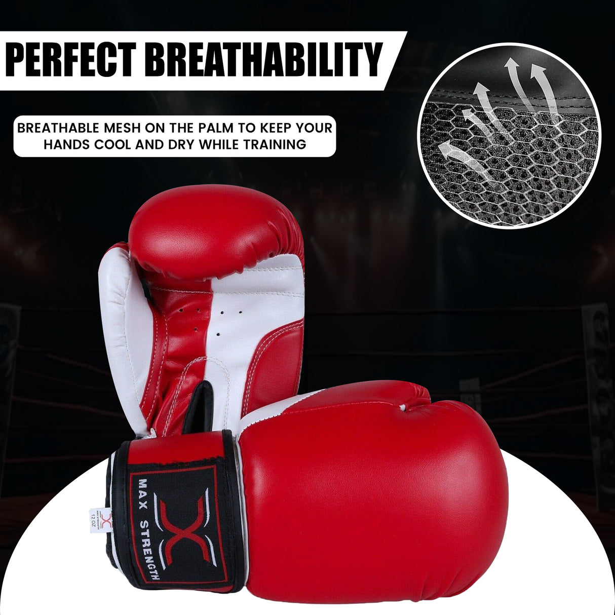 MAXSTRENGTH Boxing Gloves & Focus Pads with 4.5m Hand Wraps | Punch Mitt Set for Muay Thai, MMA, Kickboxing, Sparring Training (Red white black series)