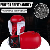 MAXSTRENGTH Boxing Gloves & Focus Pads with 4.5m Hand Wraps | Punch Mitt Set for Muay Thai, MMA, Kickboxing, Sparring Training (Red white black series)
