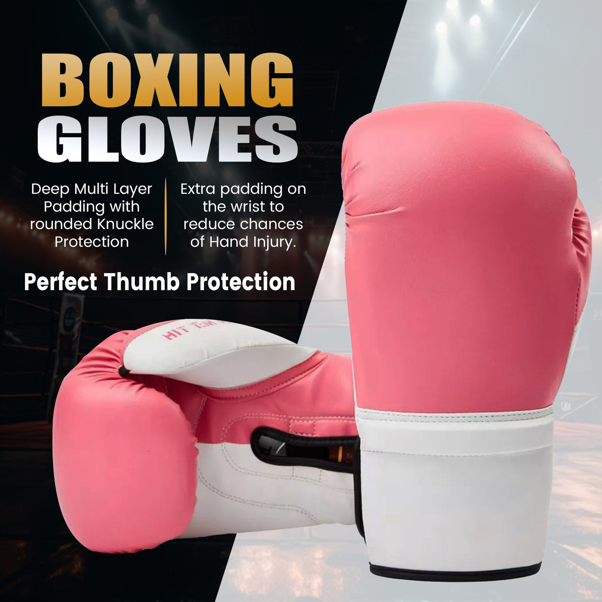 MAXSTRENGTH Boxing Gloves & Focus Pads with 4.5m Hand Wraps | Punch Mitt Set for Muay Thai, MMA, Kickboxing, Sparring Training (Pink white series)