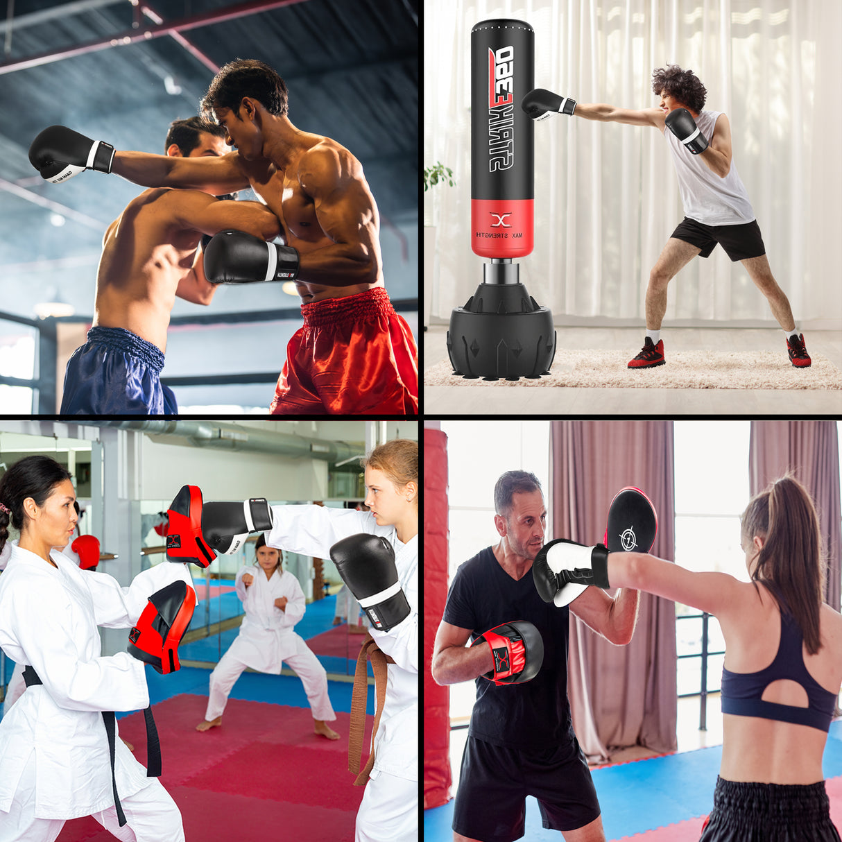 MAXSTRENGTH Boxing Gloves & Focus Pads with 4.5m Hand Wraps | Punch Mitt Set for Muay Thai, MMA, Kickboxing, Sparring Training (Black white series)