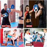 MAXSTRENGTH Boxing Gloves & Focus Pads with 4.5m Hand Wraps | Punch Mitt Set for Muay Thai, MMA, Kickboxing, Sparring Training (Blue Black series)