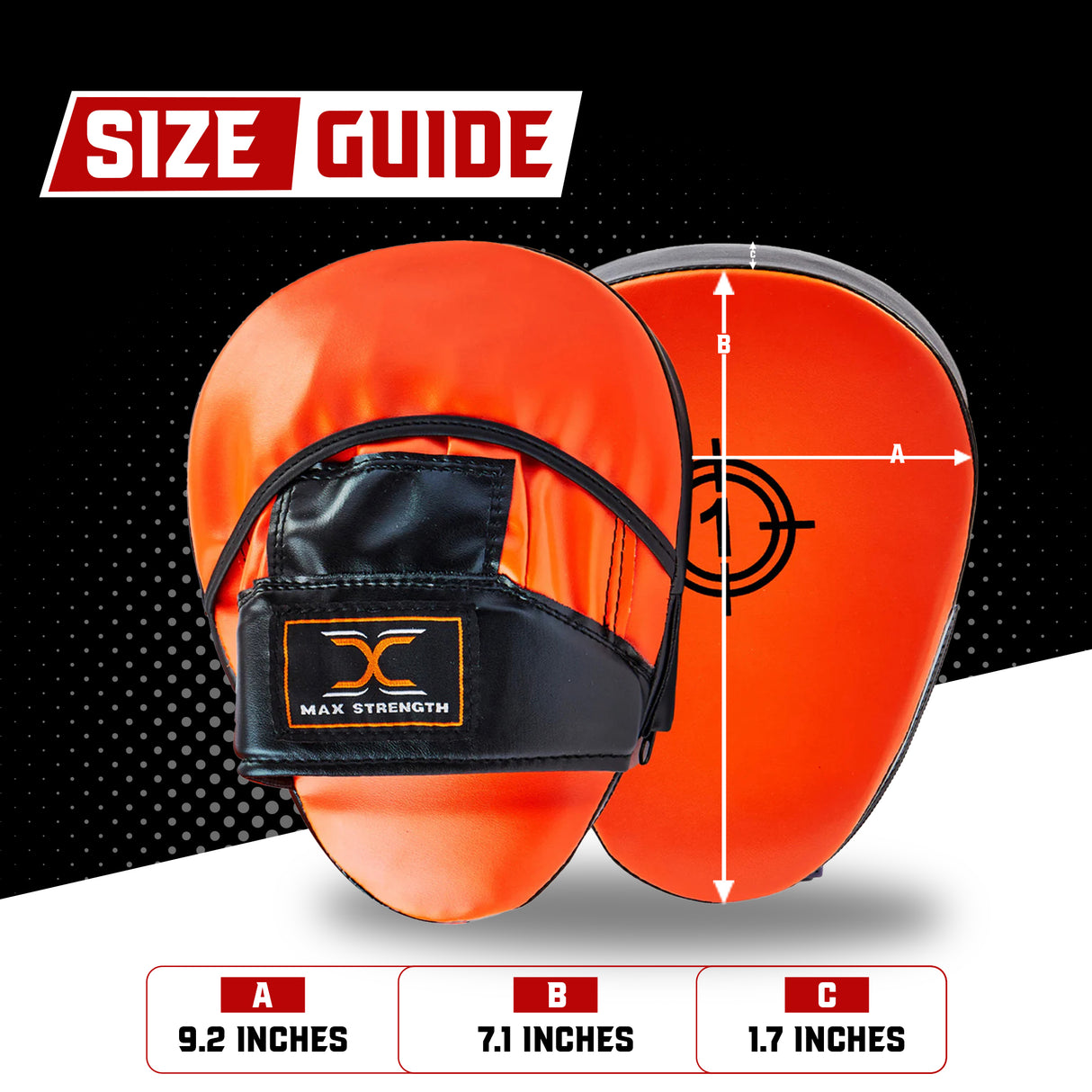 MAXSTRENGTH Boxing Gloves & Focus Pads with 4.5m Hand Wraps | Punch Mitt Set for Muay Thai, MMA, Kickboxing, Sparring Training