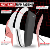 MAXSTRENGTH Boxing Gloves & Focus Pads with 4.5m Hand Wraps | Punch Mitt Set for Muay Thai, MMA, Kickboxing, Sparring Training (Pink white series)