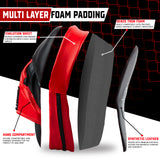 MAXSTRENGTH Boxing Gloves & Focus Pads with 4.5m Hand Wraps | Punch Mitt Set for Muay Thai, MMA, Kickboxing, Sparring Training (Red black series)