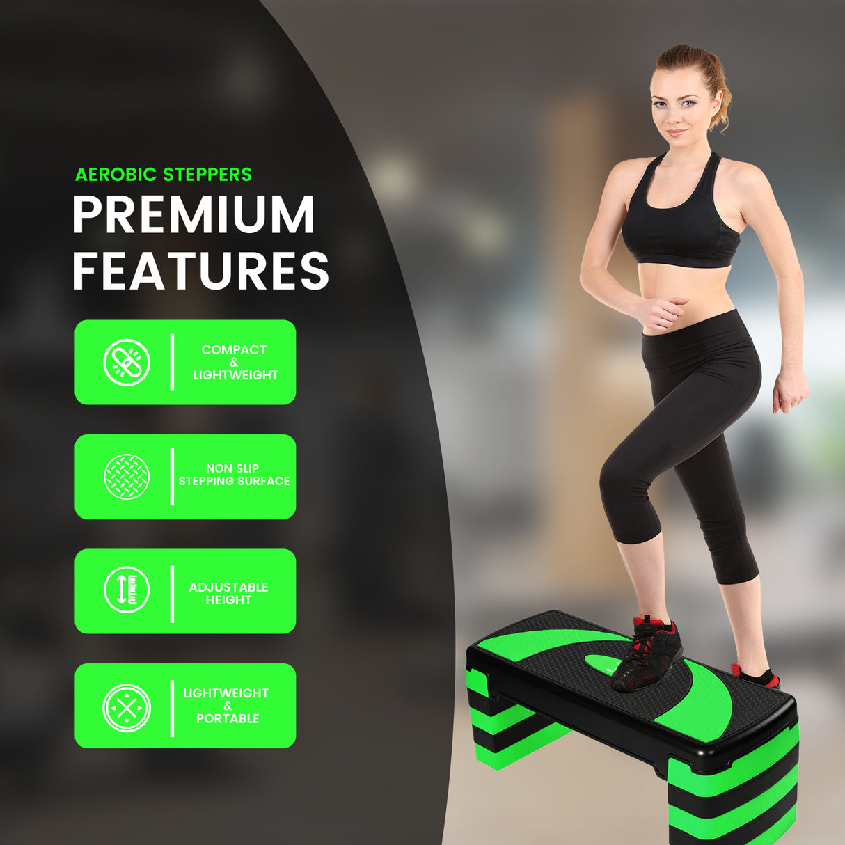 MAXSTRENGTH Aerobic Stepper Platform | 5 Level Adjustable Fitness Step