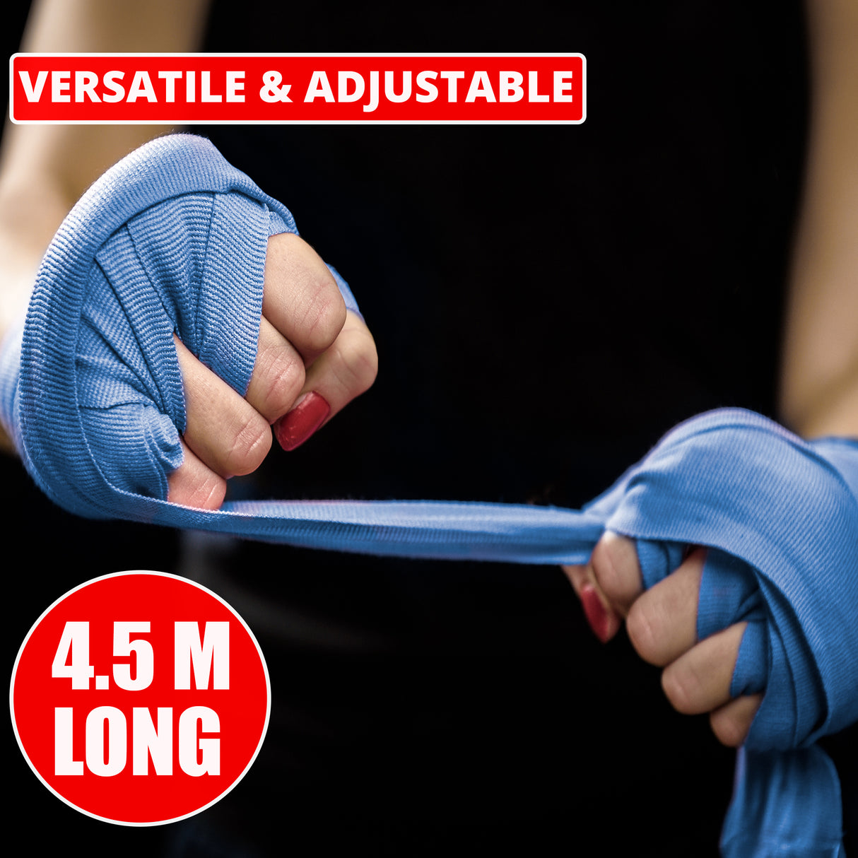 MAXSTRENGTH Boxing Gloves & Focus Pads with 4.5m Hand Wraps | Punch Mitt Set for Muay Thai, MMA, Kickboxing, Sparring Training (Blue Black series)