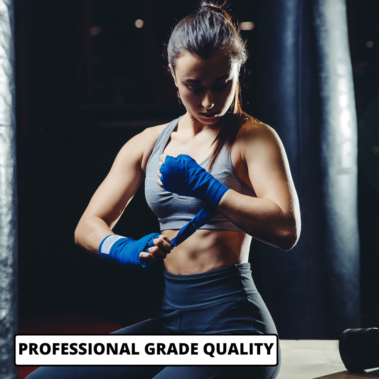 MAXSTRENGTH Boxing Gloves & Focus Pads with 4.5m Hand Wraps | Punch Mitt Set for Muay Thai, MMA, Kickboxing, Sparring Training (Blue Black series)